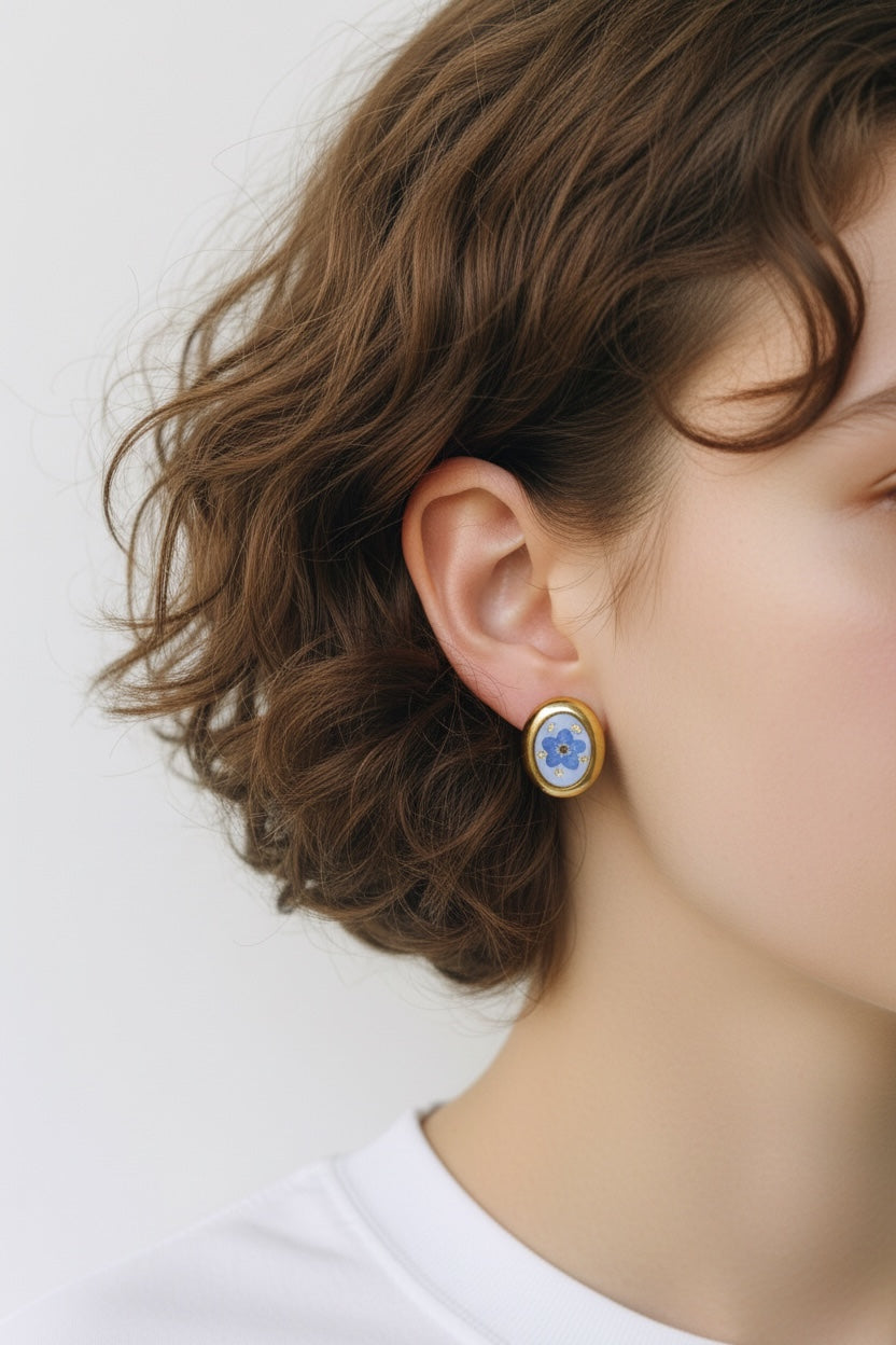 Puces d’oreilles - myosotis et feuilles d’or