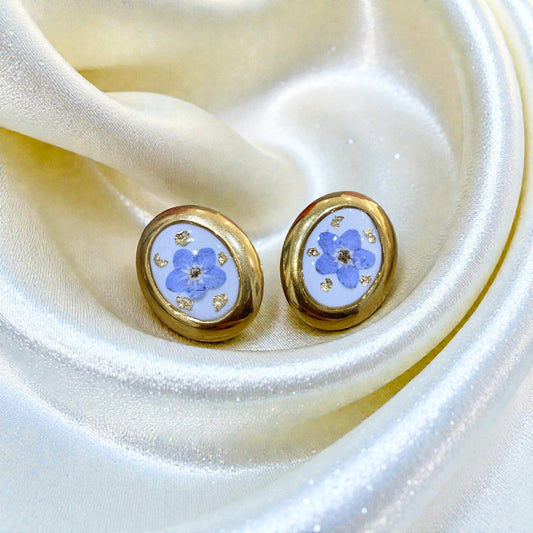 Puces d’oreilles - myosotis et feuilles d’or