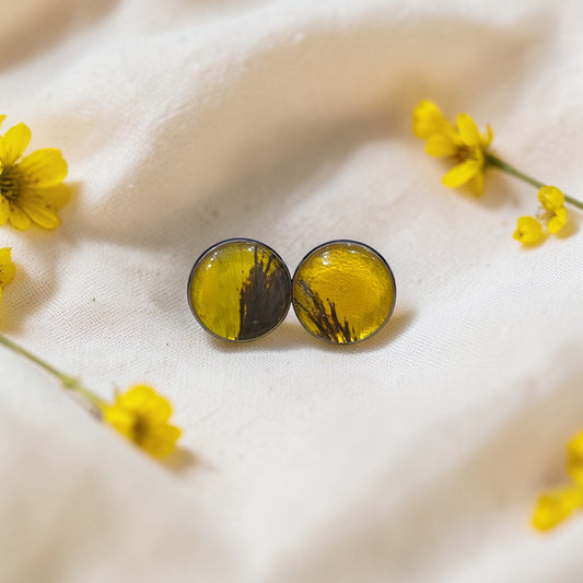 Puces d'oreilles XXL - Pensée jaune